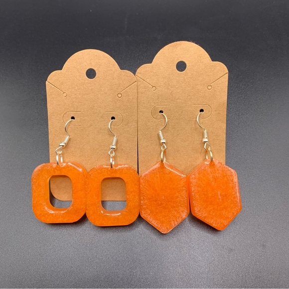 Aye!Lit! Jewelry - Set of 2 Orange Earrings- HANDMADE-Large